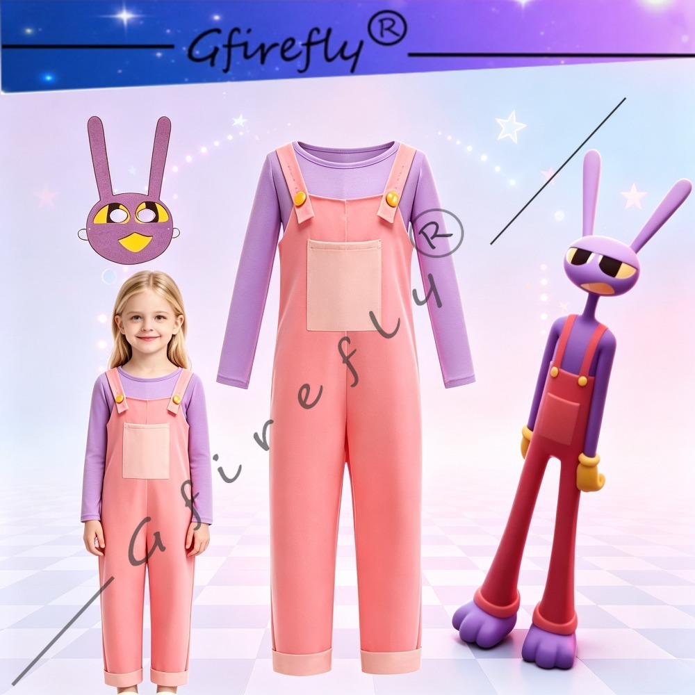 Anime Merchandise Clothes - ชุดคอสเพลย์เด็ก Circus Jax ชุดสองชิ้น เสื้อยืด กางเกงเอี๊ยม