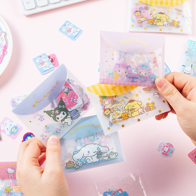 Sticker Sheet Set - สติกเกอร์กระดาษลายการ์ตูนน่ารัก 40 ชิ้นต่อแพ็ค พร้อมถุงเก็บ