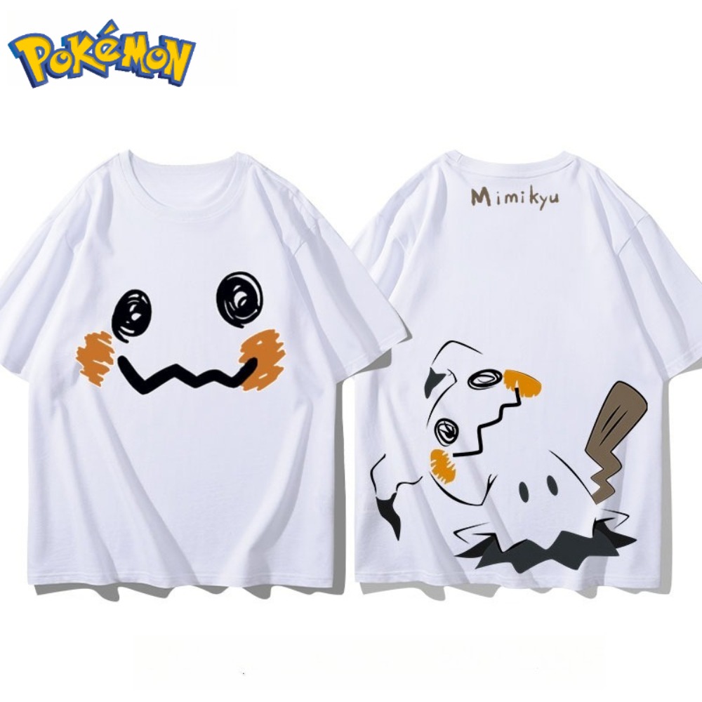 Anime Merchandise Store Japan - เสื้อยืดพิมพ์ลายโปเกมอน มิมิคิว ด้านหน้าและด้านหลัง สำหรับผู้ชายและผู้หญิง รุ่นใหม่สำหรับฤดูร้อน สไตล์ฮาราจูกุ