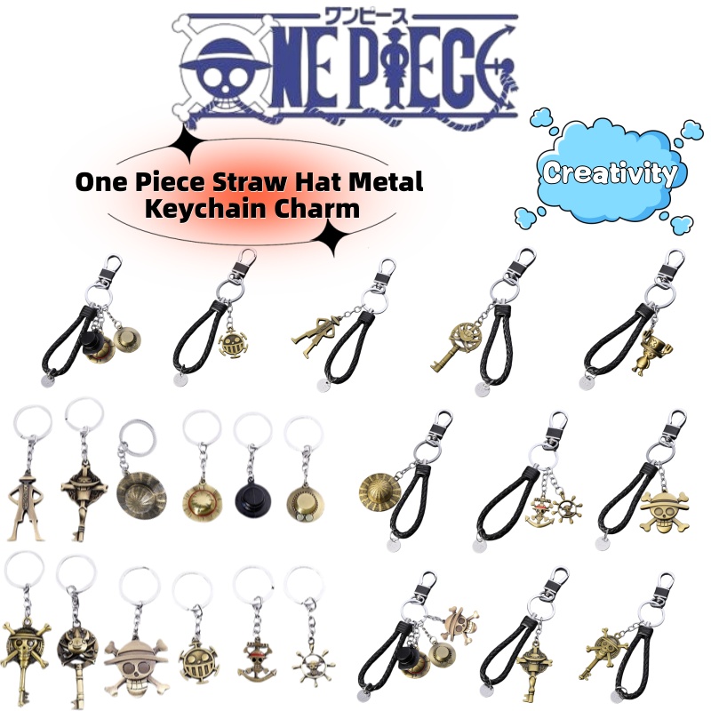 Anime Merchandise Keychains - พวงกุญแจโลหะรูปหมวกฟาง ลูฟี่ จากอนิเมะวันพีซ ของสะสมอนิเมะ ของขวัญชิ้นเล็ก